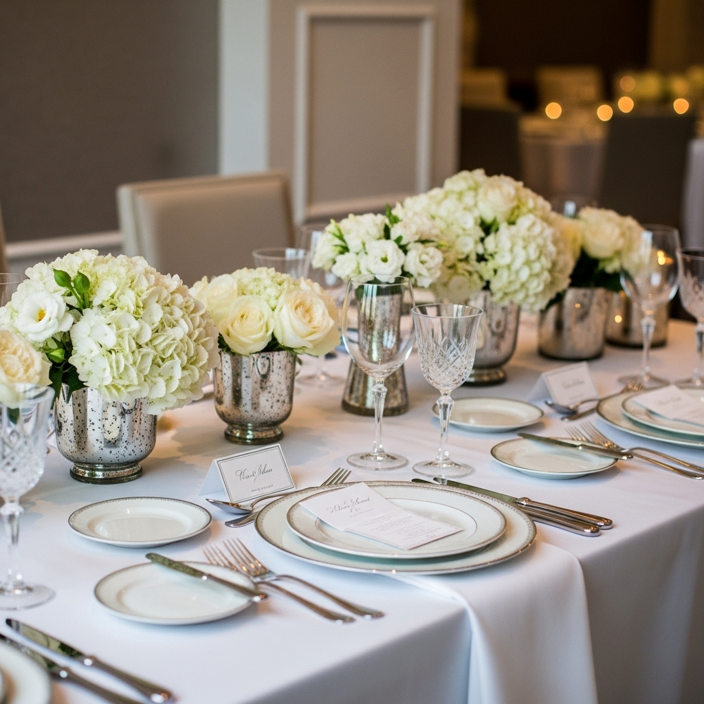 Elegant private celebration with sophisticated table setting and intimate gathering